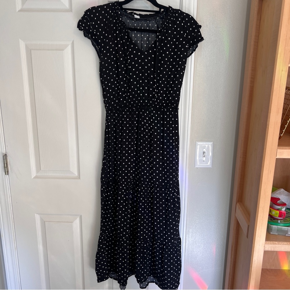 Old Navy Black and White Polka Dot Midi Dress